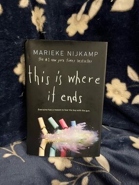 This Is Where It Ends by Marieke Nijkamp — Black Cover with Pastel Chalk Art